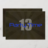 時間の黒い灰色の男の子の第13誕生日の招待状をパーティを楽しんで下さい 招待状 (正面/裏面)