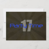 時間の黒い灰色の男の子の第17誕生日の招待状をパーティを楽しんで下さい 招待状 (正面)