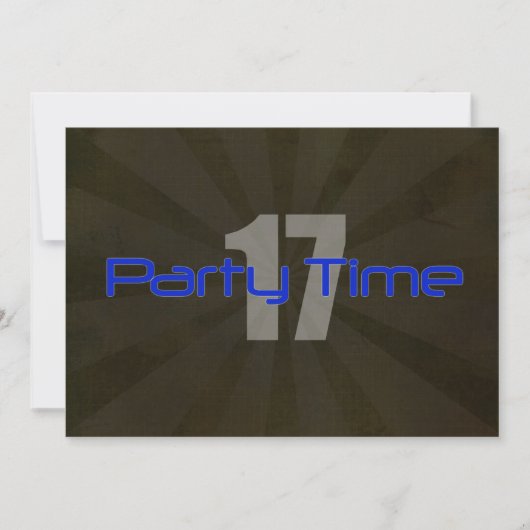 時間の黒い灰色の男の子の第17誕生日の招待状をパーティを楽しんで下さい 招待状 (正面)