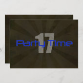 時間の黒い灰色の男の子の第17誕生日の招待状をパーティを楽しんで下さい 招待状 (正面/裏面)