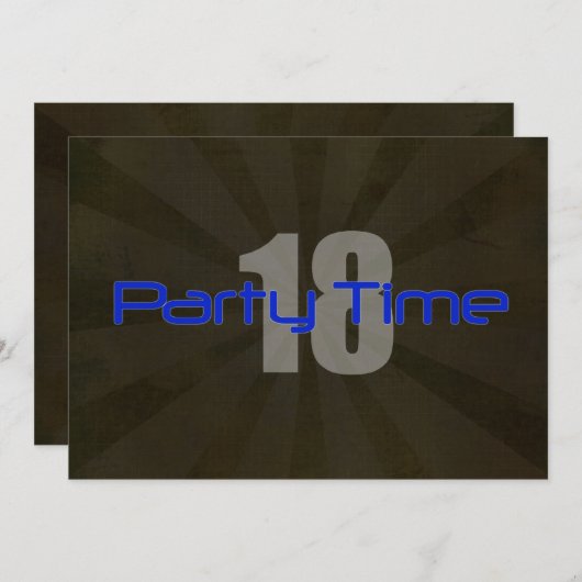 時間の黒い灰色の男の子の第18誕生日の招待状をパーティを楽しんで下さい 招待状 (正面/裏面)