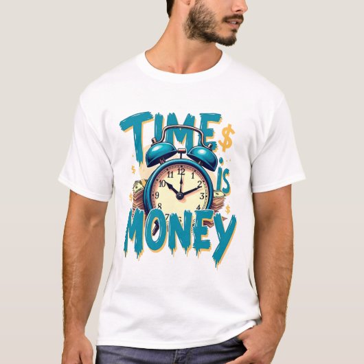 時間はお金：ヴィンテージの時計Tシャツ Tシャツ (正面)