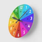 時間はっきりしたの子供に学伝えるレインボーカラーパレット ラウンド壁時計 (傾斜)