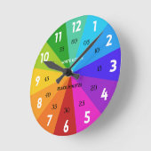 時間はっきりしたの子供に学伝えるレインボーカラーパレット ラウンド壁時計 (傾斜)