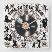 「時間はロック、パパ!」壁時計 スクエア壁時計 (正面)