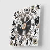 「時間はロック、パパ!」壁時計 スクエア壁時計 (傾斜)