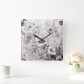 時間は白黒 スクエア壁時計 (ホーム)