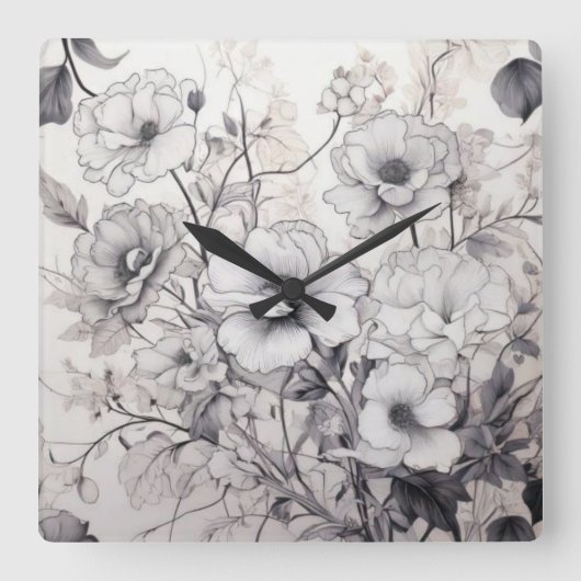 時間は白黒 スクエア壁時計 (正面)