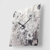 時間は白黒 スクエア壁時計 (傾斜)