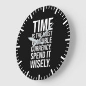 時間は通貨であり、賢く過ごす、成功の動機 ラージ壁時計 (傾斜)