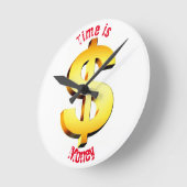 時間は金だ！ ラウンド壁時計 (傾斜)