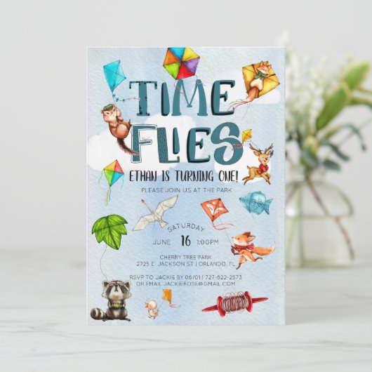 時間は|凧のテーマの第1誕生会を飛ばします 招待状 (スタンド正面)