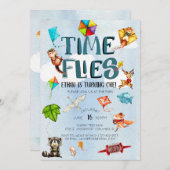 時間は|凧のテーマの第1誕生会を飛ばします 招待状 (正面/裏面)