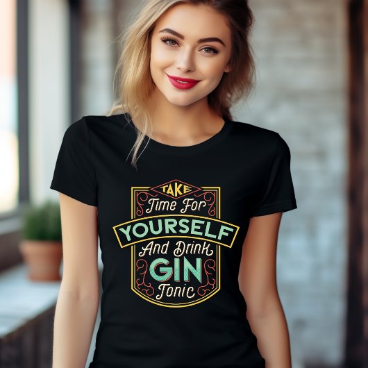 時間をかけてジントニックTシャツを飲む Tシャツ