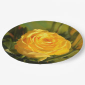 時間をかけて黄色いバラの匂いを嗅ぐ ペーパープレート (アングル)