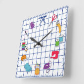 時間をキルトにし、縫って下さい スクエア壁時計 (傾斜)