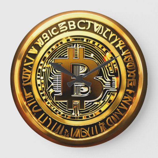 時間をビットお金 ラージ壁時計 (正面)
