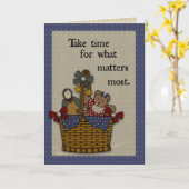 時間を取る、カントリーバスケット カード (黄色い花)