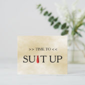 時間を埋め込む背景の赤いネクタイ招待状 招待状 (スタンド正面)