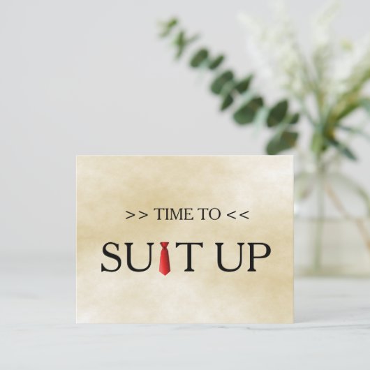 時間を埋め込む背景の赤いネクタイ招待状 招待状 (スタンド正面)