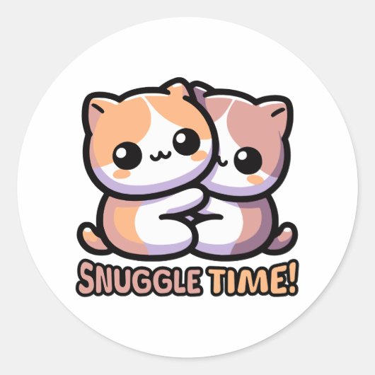 時間を寄せ集め!かわいい子ども猫漫画 ラウンドシール (正面)