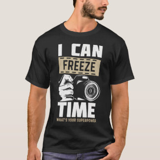 時間を止める超能力 フォトグラファー カメラ Tシャツ
