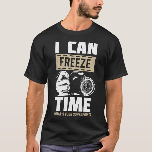 時間を止める超能力 フォトグラファー カメラ Tシャツ (正面)