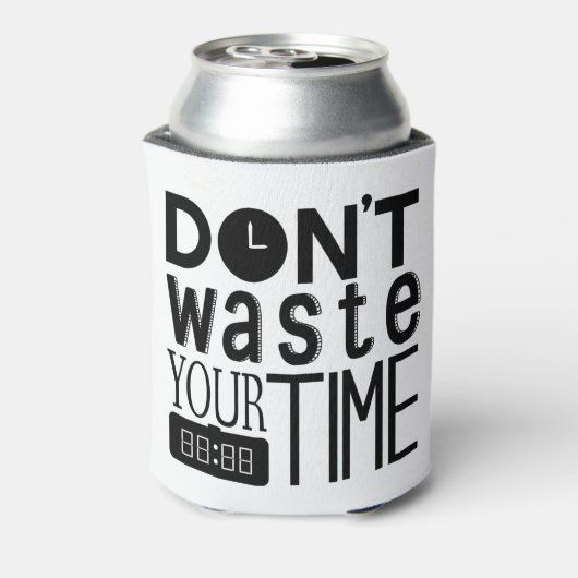 時間を無駄にしないタイポグラフィ引用文 缶クーラー (缶裏面)