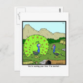 時間を無駄にする：孔雀の漫画 ポストカード (正面/裏面)