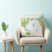 時間を示す世界地図のデジタルイラストレーション クッション (椅子)