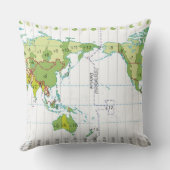 時間を示す世界地図のデジタルイラストレーション クッション (裏面)