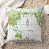 時間を示す世界地図のデジタルイラストレーション クッション (ブランケット)