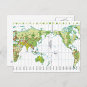 時間を示す世界地図のデジタルイラストレーション ポストカード (正面/裏面)