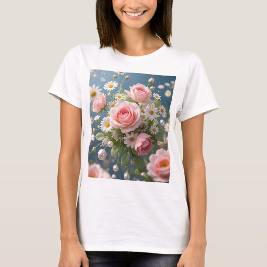 時間を超越した優雅な花 Tシャツ (正面)