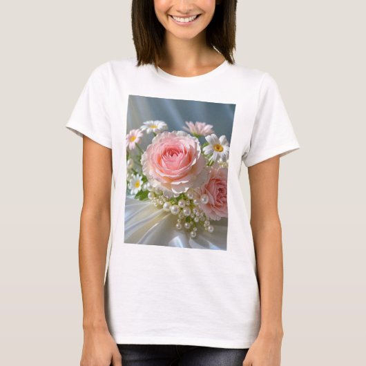 時間を超越した優雅な花 Tシャツ (正面)
