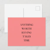 時間エレガントのかかるピンクのフローラのスクリプト ポストカード (正面/裏面)