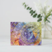 時間カラフル占星術抽象芸術 ポストカード (スタンド正面)