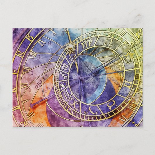 時間カラフル占星術抽象芸術 ポストカード (正面)