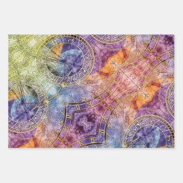 時間カラフル占星術抽象芸術 ラッピングペーパーシート