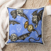 時間スカルこうもり-ポップ・アートのゴシック悪夢スクエア クッション (ブランケット)