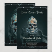 時間スカル：ローマ数字 招待状 (正面/裏面)