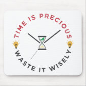 時間大切は、賢明なおもしろい引用文 マウスパッド (正面)