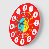 時間学明るい赤い壁の時計を教える子供たち ラージ壁時計 (傾斜)
