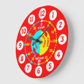 時間学明るい赤い壁の時計を教える子供たち ラージ壁時計 (傾斜)