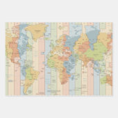 時間帯カラフルのワールドトラベラーマップCase-Mat ラッピングペーパーシート (正面3)