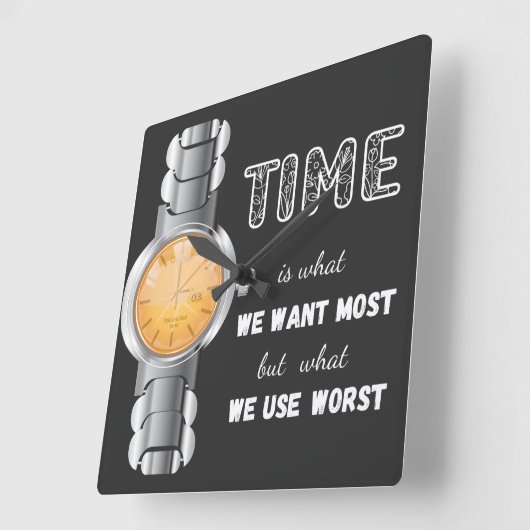 時間感動的引用文時計 スクエア壁時計 (傾斜)