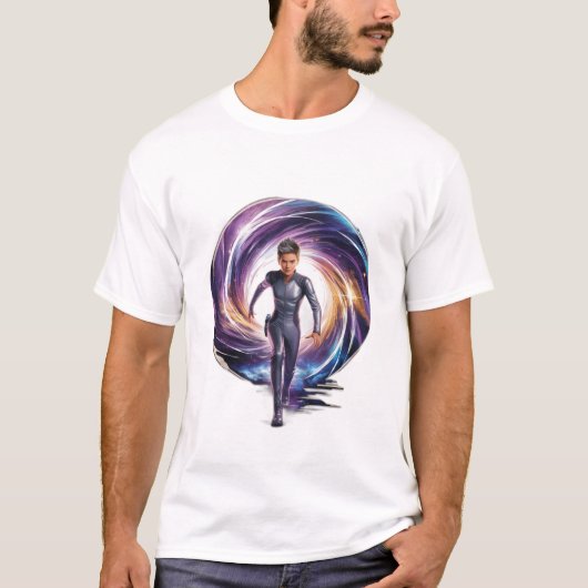 時間旅行者がポータルを通り、spを使用 tシャツ (正面)