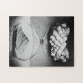 時間砂時計ハンズペンシルスケッチ超現実美術 ジグソーパズル (横)