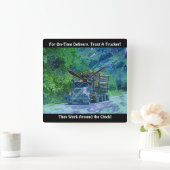 時間通りの配達記録のトラックの柱時計 スクエア壁時計 (ホーム)