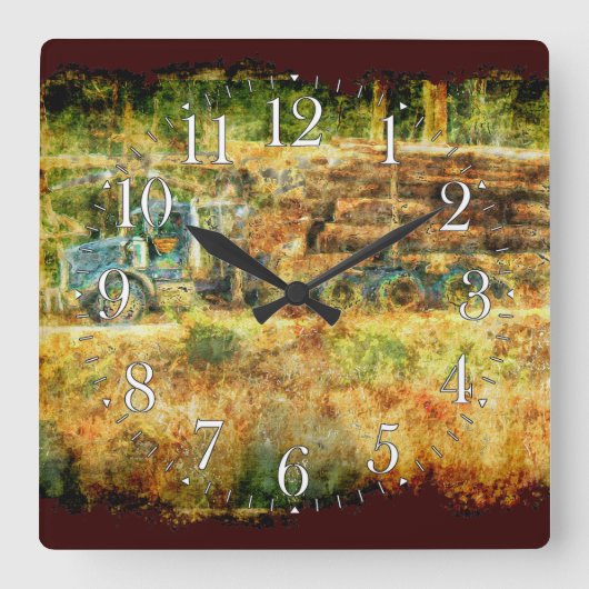 時間通りの配達記録のトラックの柱時計 スクエア壁時計 (正面)